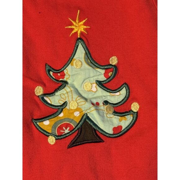 Christmas Tree Chevron Ruffle Dress By Ann Loren Size 12-18 Months Red & Green - Picture 2 of 6